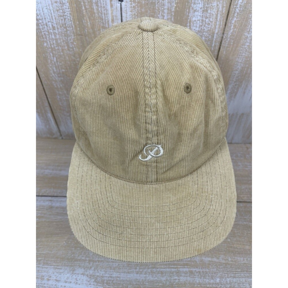 Primitive Skateboarding Tan Corduroy Embroidered Adjustable Leather Strap Hat